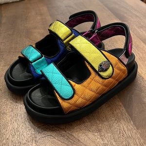 Kurt Geiger Orson Quilted Leather Sandals Multi-Color Size 37 NEW ⭐️